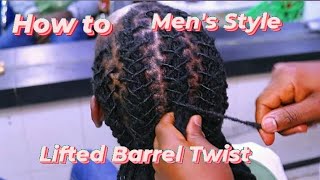 How to Style Lifted Barrel Twist Braid on Dreads for Men with Low Ponytail