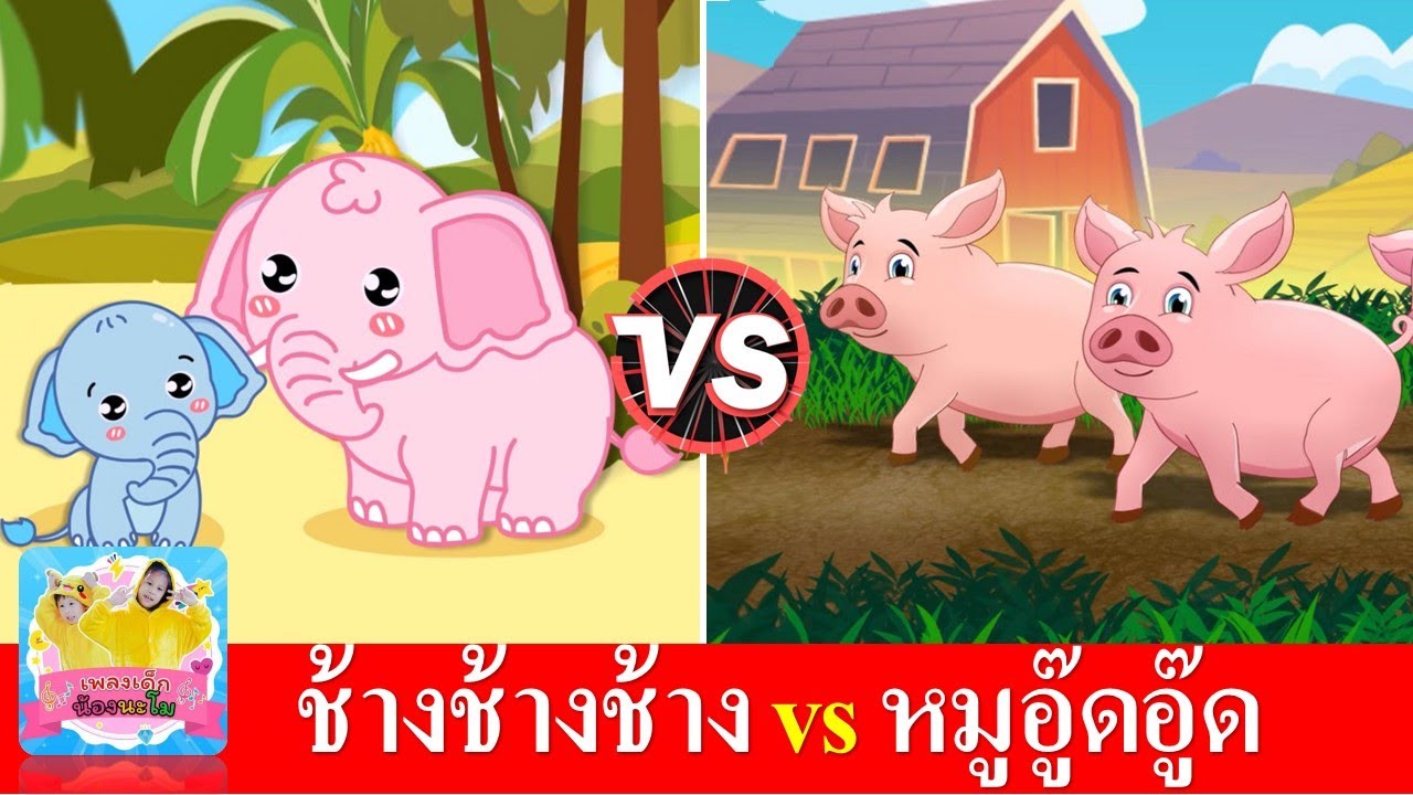 เพลงเด็ก ช้าง vs หมู | ช้างช้างช้าง | หมูอู๊ดอู๊ด | เรียนรู้เรื่องสัตว์