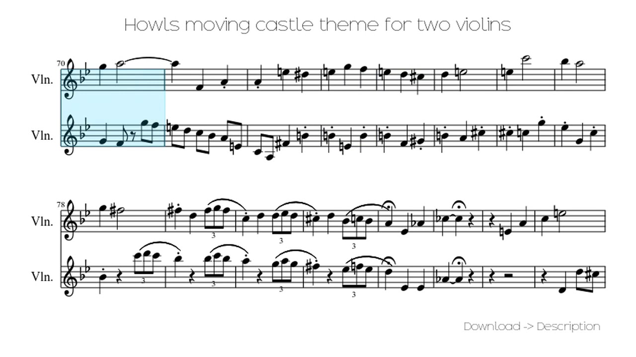 Howls Moving Castle Theme Song Violin - 🎶 Howls Moving Castle Theme For Two Violins 🎸🎸 - YouTube