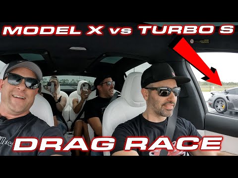 FAMILY RACE! * 6 People in the the Tesla Model X Plaid vs Porsche 992 Turbo S Drag Race