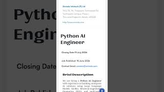 PYTHON AI ENGINEER @urgent_job_vacancy @WeAreHIRINGG #immediatejoiners #hiringmanager #job