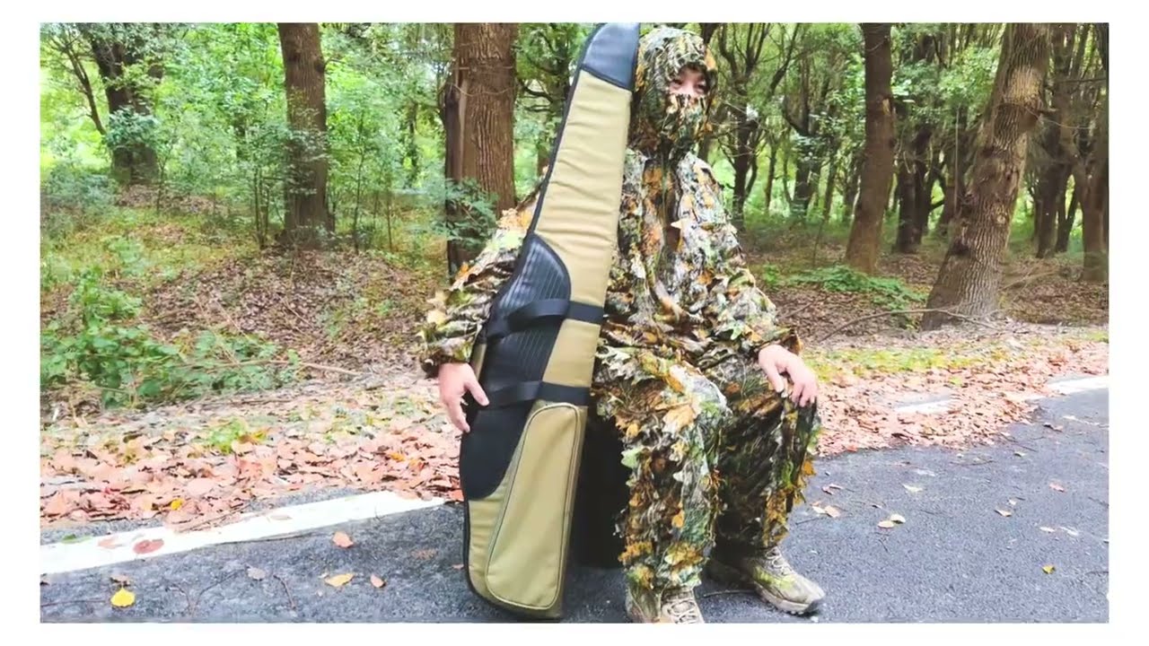 GUGULUZA 3D Sneaky Camo Leaf Woodland Jungle Stealth Ghillie Suit Jacket & Pants Hunting