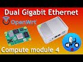 OpenWRT mini router. Raspberry Pi Compute module 4 case with dual gigabit ethernet.