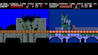 MSX Vampire Killer-skinned Castlevania (left) VS original Castlevania for NES (right)