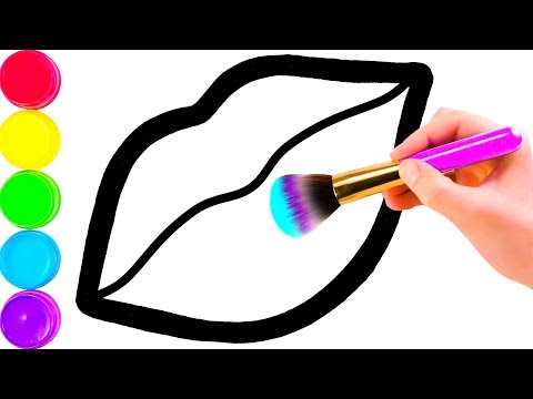 Glitter Toy Lips with Makeup Brush Set coloring and drawing for Kids, Toddlers Кис Кис