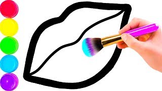 Glitter Toy Lips with Makeup Brush Set coloring and drawing for Kids, Toddlers Кис Кис