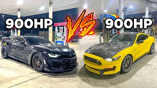 My 900HP SHELBY GT350 VS 900HP CAMARO ZL1! INSANE RACE!