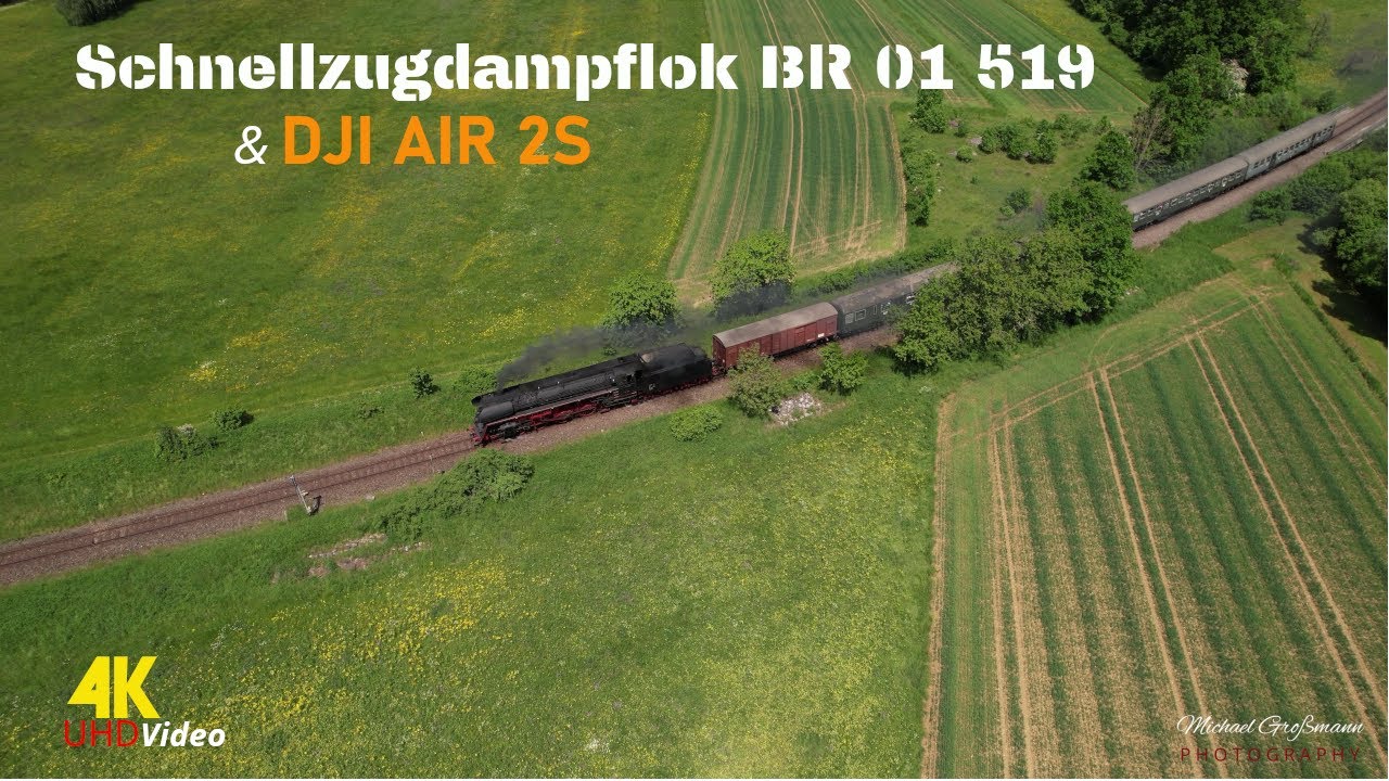Aus der Luft - Mit der Schnellzugdampflok 01519 zur Gartenschau Balingen 2023 - DJI Air 2S