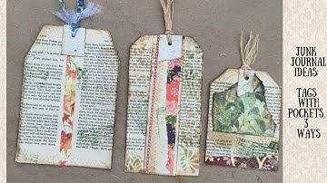 Junk journal ideas: easy tags with pockets, 3 ways, using book pages