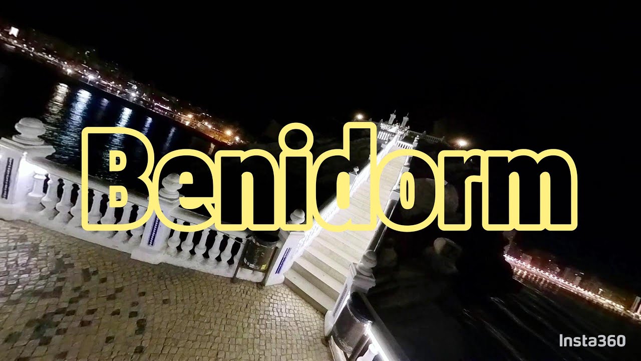 Mediterranean night balcony, Benidorm, Costa Blanca, Spain. 360 Virtual walk