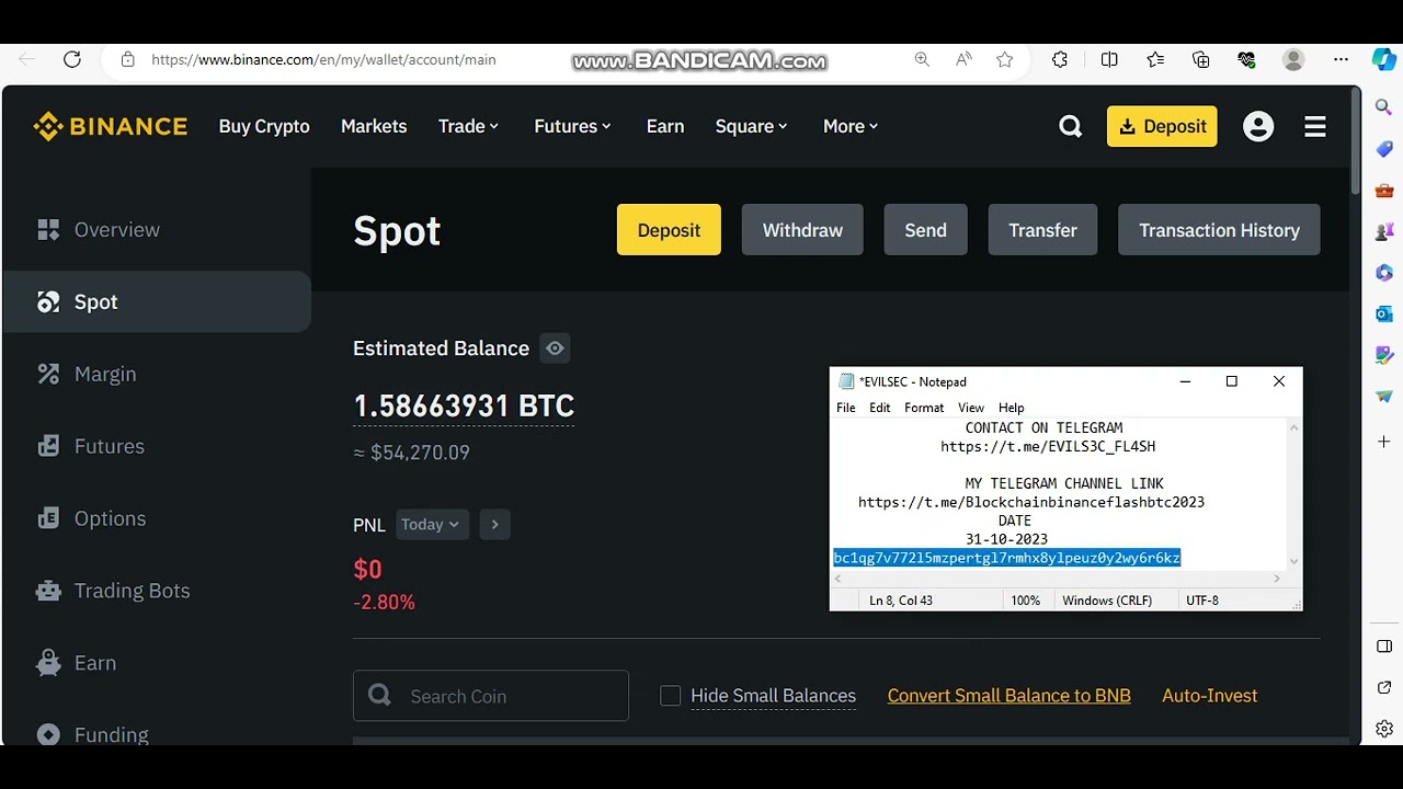1.58 FLASH BITCOIN SUCCESSFULLY SENT TO BINANCE WALLET LIVE PROOF 31-10 ...
