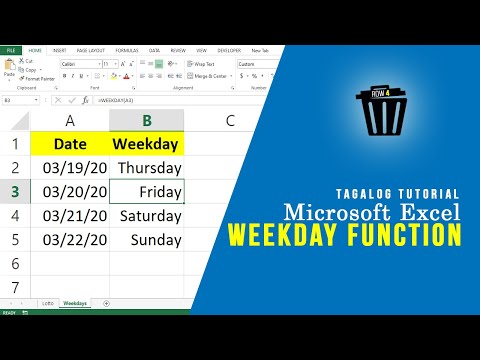Excel Weekday Function Tagalog