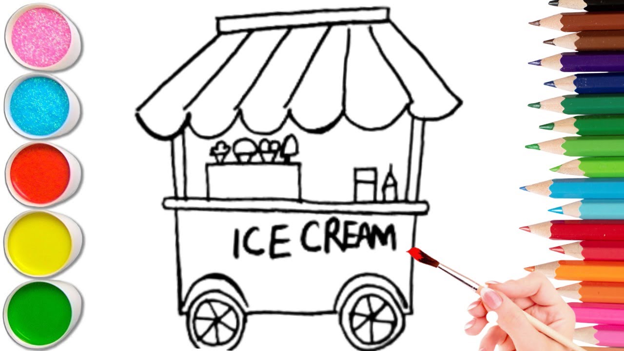 How to Draw  Ice Cream Cart | Easy Kids Art Tutorial |Child Art 🐋🌈🎨