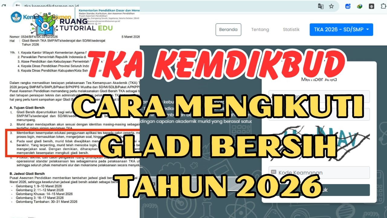 TKA 2026 SD & SMP – Jadwal Gladi Bersih Resmi + Persiapan Peserta