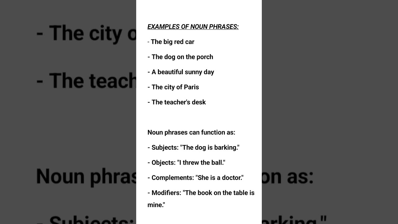 example noun phrase