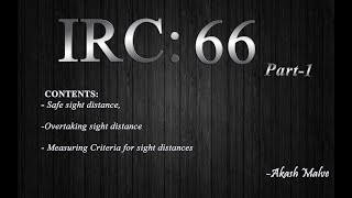 IRC 66 (part 1): Recommended practice for Sight distance for Rural Highways