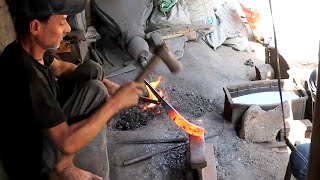 Indian Blacksmith working Very Hard with Minimal Tools Making Big Knife in 6 Dollars ! smithingskill