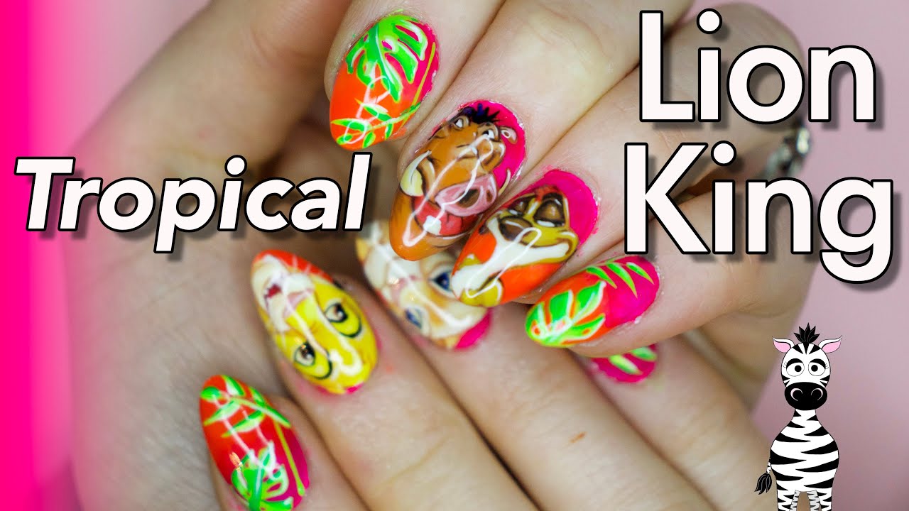 LION KING But Make It TROPICAL | Gel Nail Art Tutorial