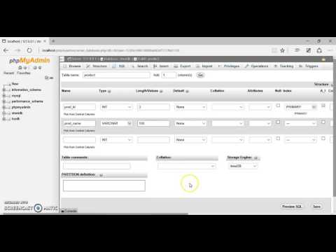 Create database and table in phpmyadmin