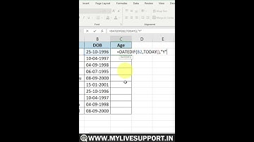 Smart Way to Calculate Age from DOB in Excel!🎯📊#short #shorts #shortvideo #video #excel #tips #trend