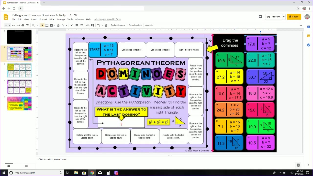 Pythagorean Theorem in Google Slides
