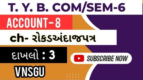 || રોકડ અંદાજ પત્ર|| દાખલો :3+સમજૂતી ||vnsgu