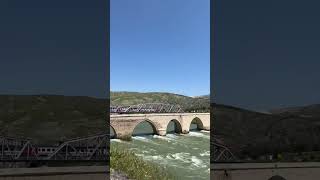Epic Stone Bridge 4K | Train Over Flowing River #nature #egzonibrahimi #egzon #explore #views #river