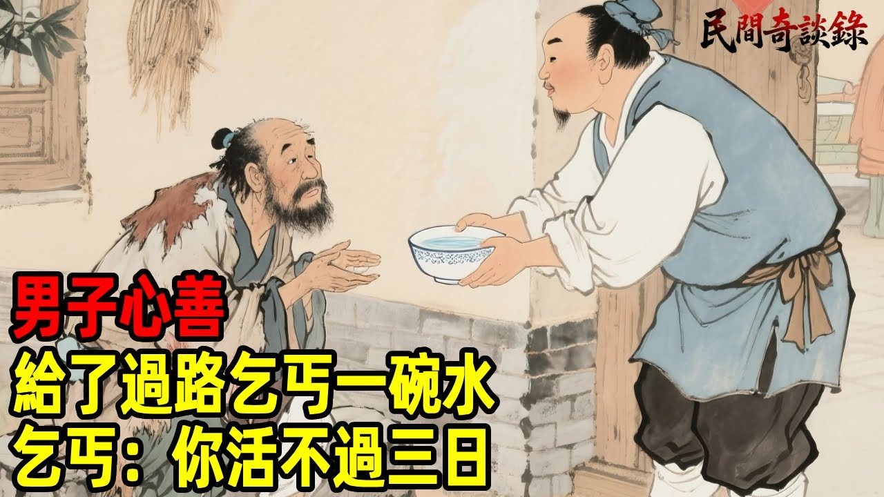 男子心善，給了過路乞丐一碗水，乞丐：你活不過三日！【民間奇談錄】#民間故事 #台灣傳說 #懸疑故事 #銀髮頻道 #懷舊故事 #助眠故事