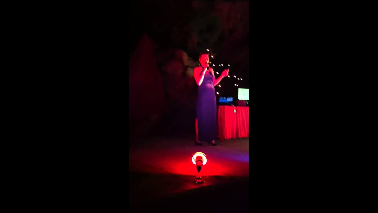 Hershey singing in cave dinner party at halongbay vietnam