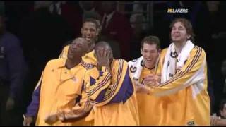 Shannon Brown AMAZING Block \& Laker Bench Goin Nuts!