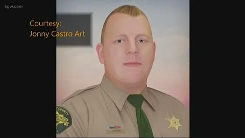 Officer paints portrait of Deputy DeRosier