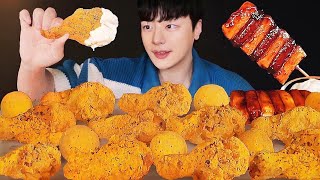 Хрустящая курица, сырные шарики, хот-дог mukbang asmr