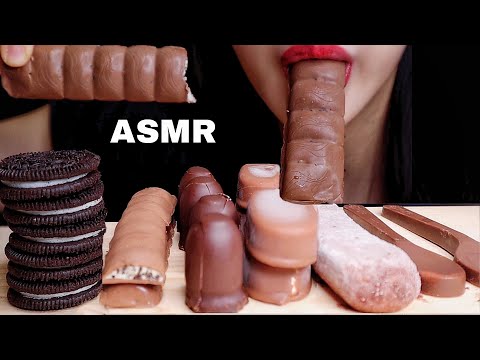 ASMR CHOCOLATE MARSHMALLOW, ICECREAM, OREO, CHOCOLATE BAR, EDIBLE SPOON 咀嚼音チョコレートケーキとアイスを食べる , もち