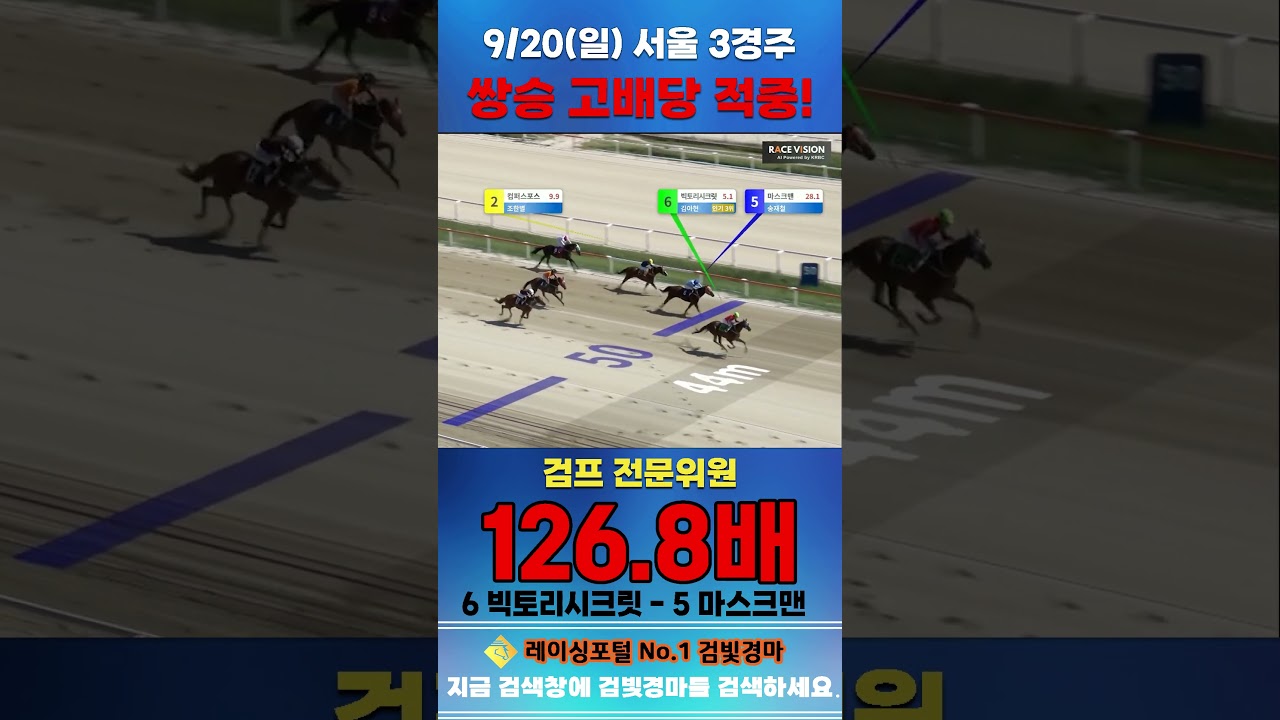 [서울 경마] 9월 20일 일요 3경주 검프 전문위원 쌍승 고배당 적중 #한국마사회 #automobile #경마 #horse #하이라이트 #korean #뉴스 #비트코인 #주식