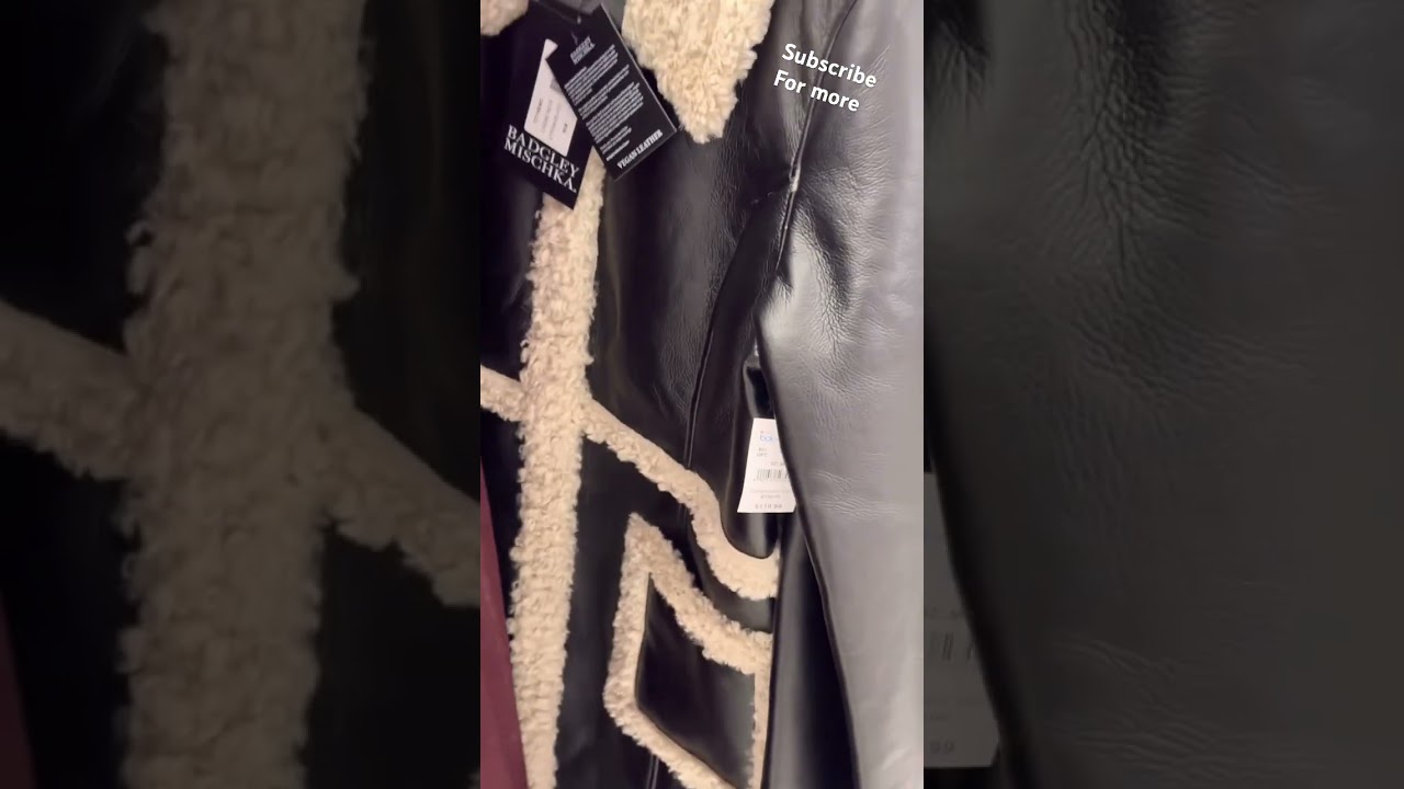 🤯 BADGLEY MISCHKA Fun fur Faux shearling coat Macys 