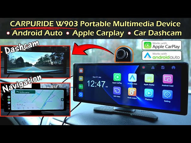 Carpuride W903 Autoradio Portable 9,3" CarPlay & Android Auto Sans Fil - Caméra 4K + Caméra De Recul