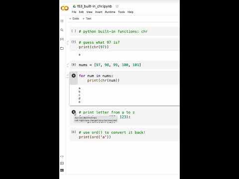 Python built-in functions: chr - YouTube