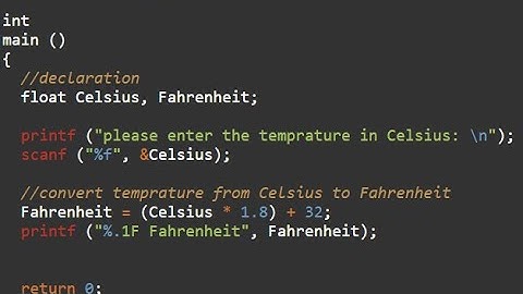 How to convert Celsius to Fahrenheit on Online GDB using C language.