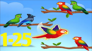 Bird Sort Puzzle All Levels 1-25 Gameplay Android IOS