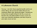 A Message to a Lukewarm Church