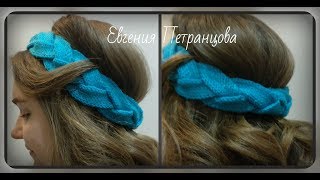 картинка: Полоска - коса на голову, вязание спицами