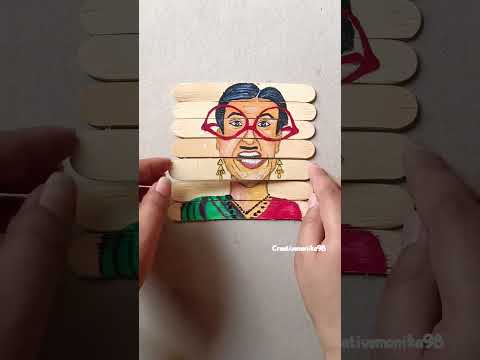 Jethalal or Daya painting on stick#tmkoc#daya#jethalal#drawing#art#shorts#youtubeshorts