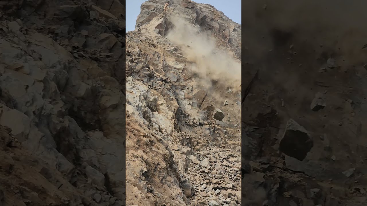 Intense Manual Labor In Action Hardworking Laborers Breaking Massive Rocks With Iron Rods Shorts