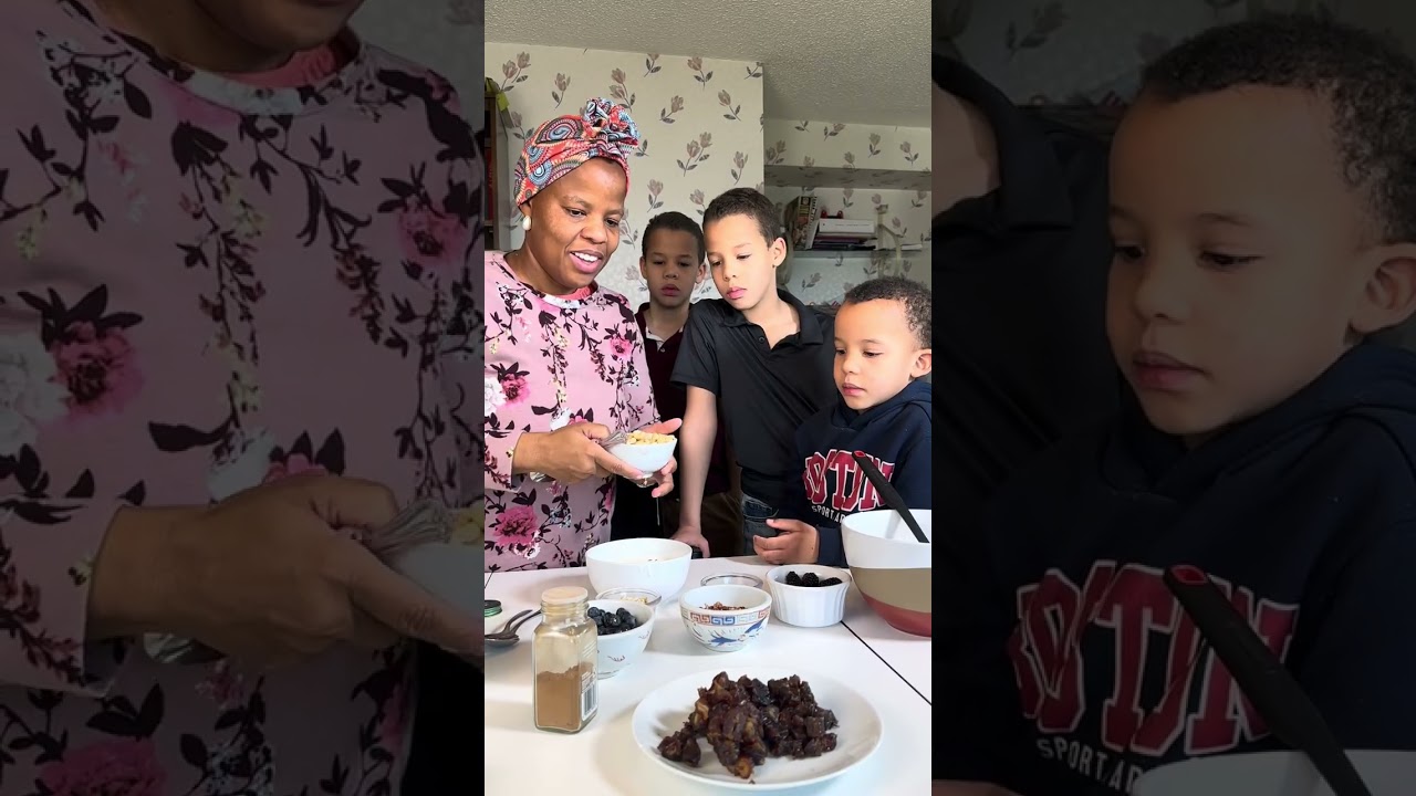 Давайте подадим завтрак моим четверым детям.