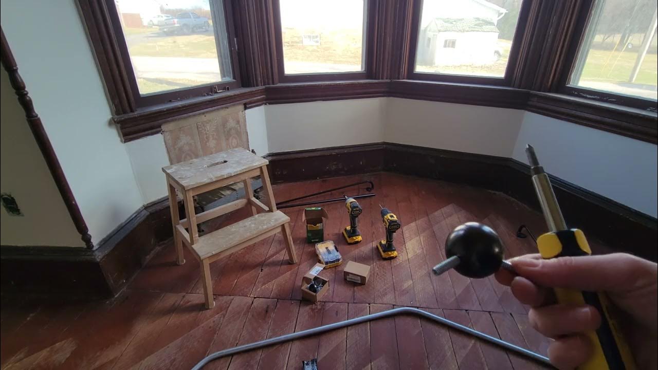 How to Easily Put up Angle Curtain Rods (bay window curtain rod) YouTube