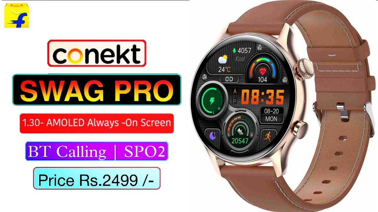 Conekt Swag Pro Smartwatch🔥1.30 AMOLED Always On Screen BT Calling