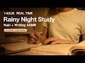 1 HOUR Study With Me REAL TIME | Rain Sounds + Writing ASMR | No Music | 夜の雨音と筆記音で1時間勉強🌙
