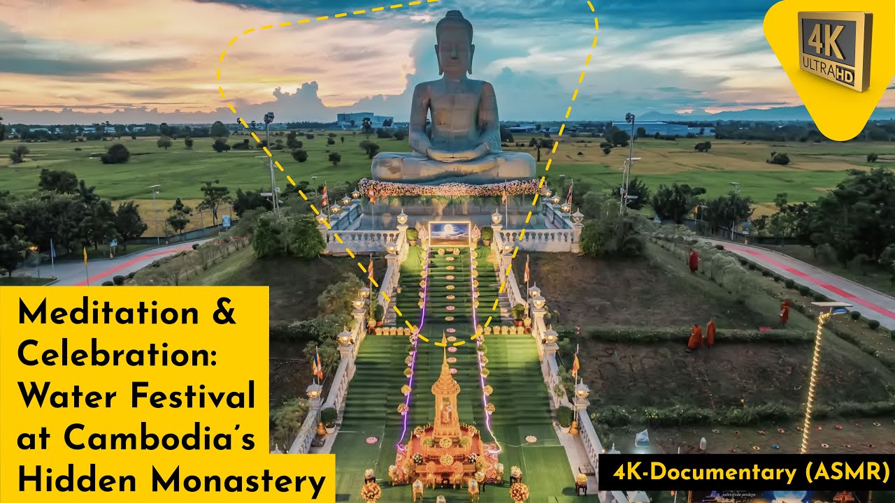 Meditation & Celebration Water Festival at Cambodia's Hidden Monastery - 4K Documentary Walk (ASMR).