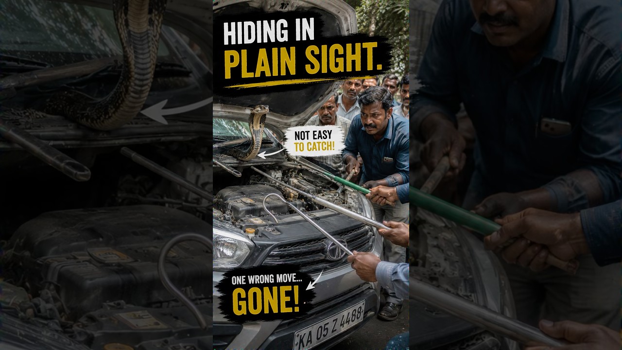 There was a king cobra lying right on top of the engine #animals #wildlife #shorts