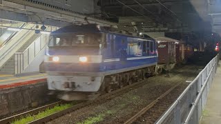 8/4 5052レ 福岡タ➡️東京タ EF210牽引貨物列車🟦🍑🐵🦆🐶新山口駅高速通過